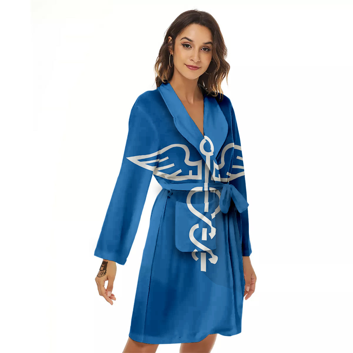 Symbol Caduceus Print Women's Robe-grizzshop