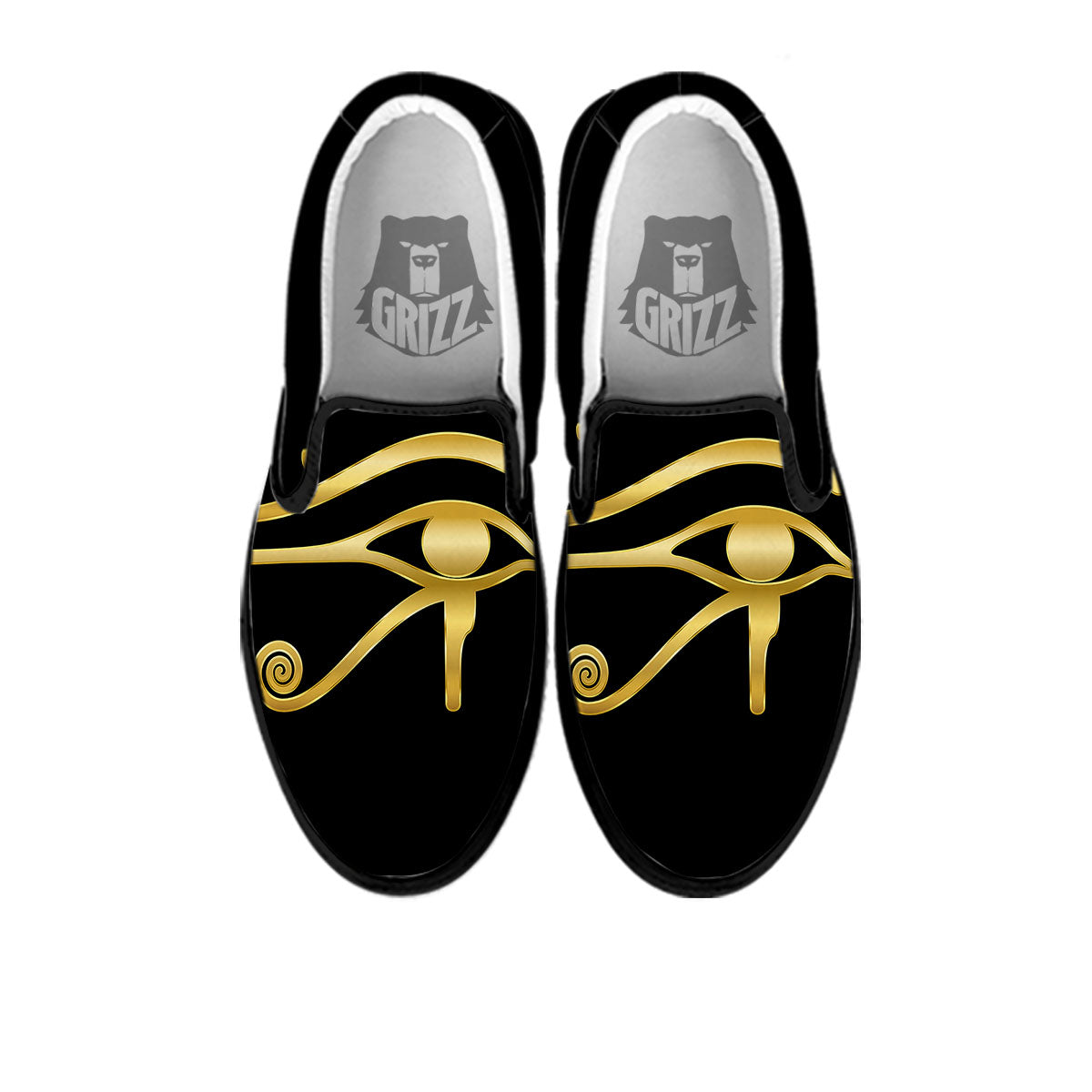 Symbol Eye Of Horus Print Black Slip On Shoes-grizzshop