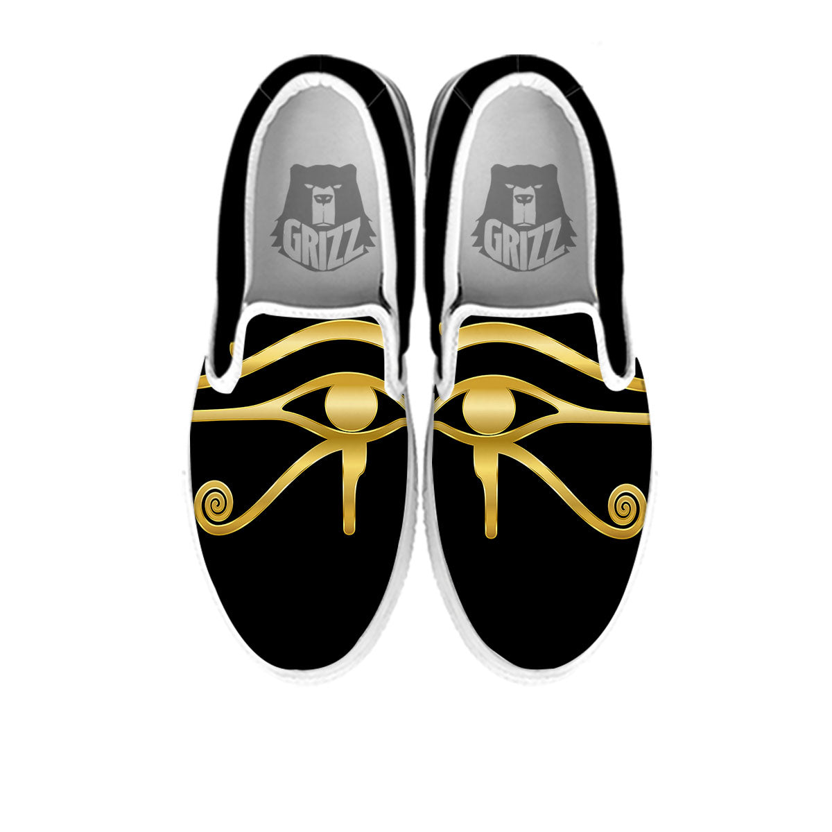 Symbol Eye Of Horus Print White Slip On Shoes-grizzshop