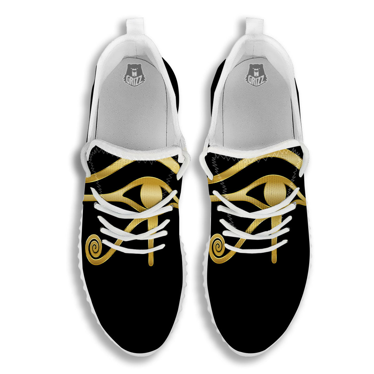 Symbol Eye Of Horus Print White Walking Shoes-grizzshop