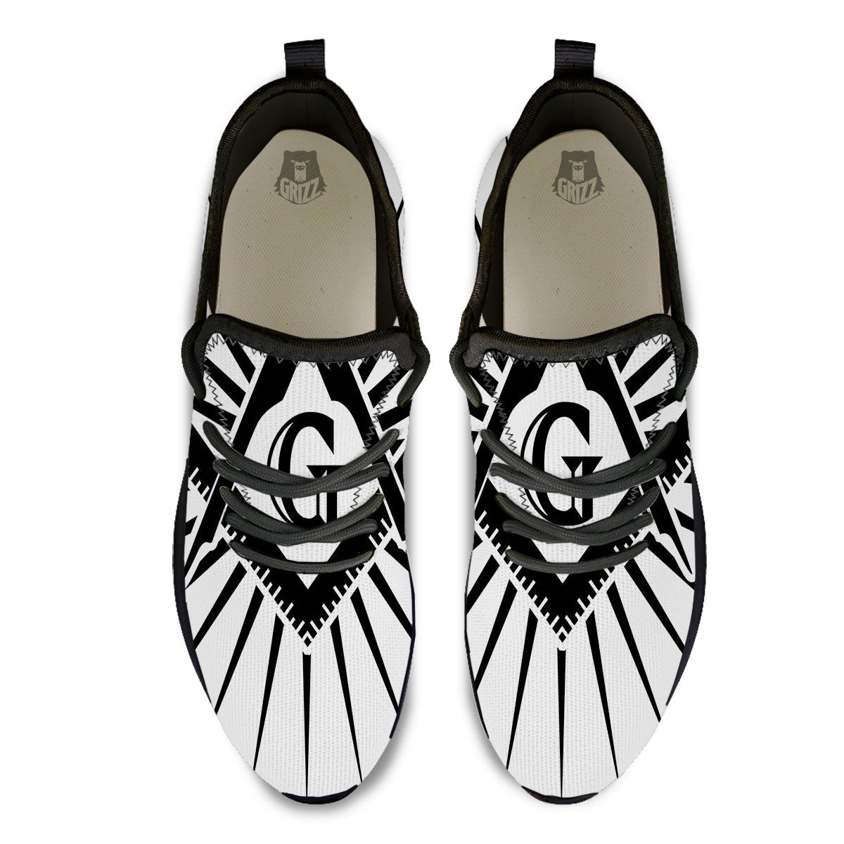 Symbol Freemasonry Print Black Athletic Shoes-grizzshop