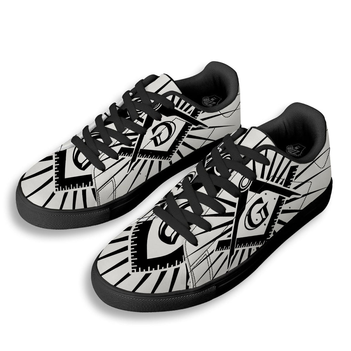 Symbol Freemasonry Print Black Low Top Sneakers-grizzshop