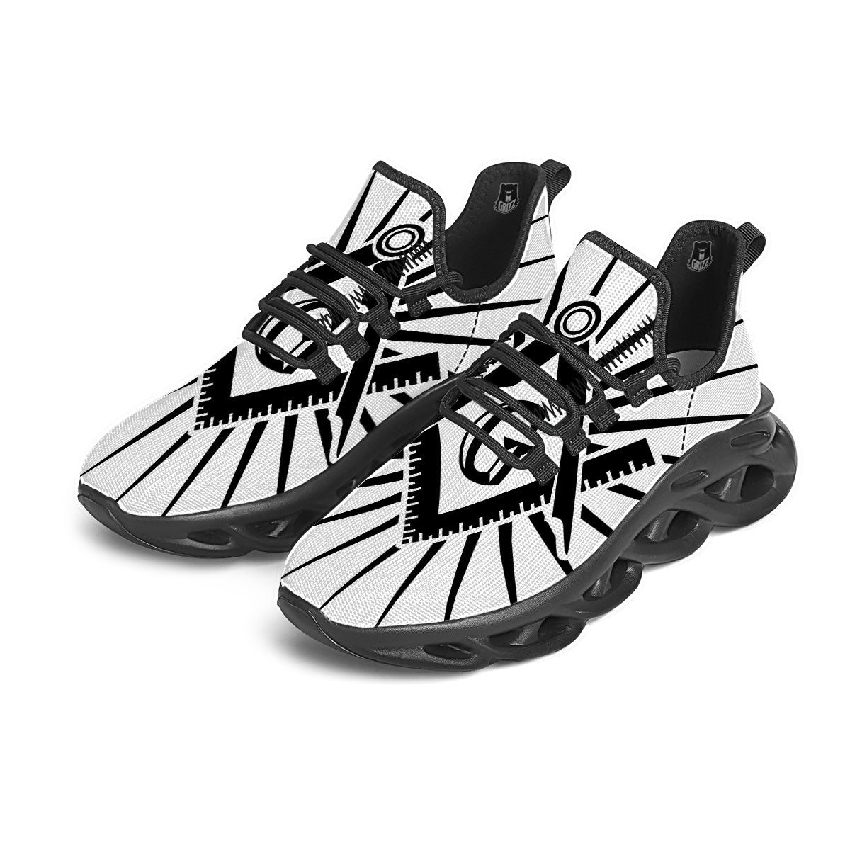 Symbol Freemasonry Print Black Running Shoes-grizzshop