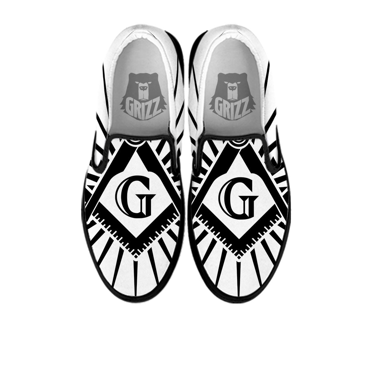 Symbol Freemasonry Print Black Slip On Shoes-grizzshop