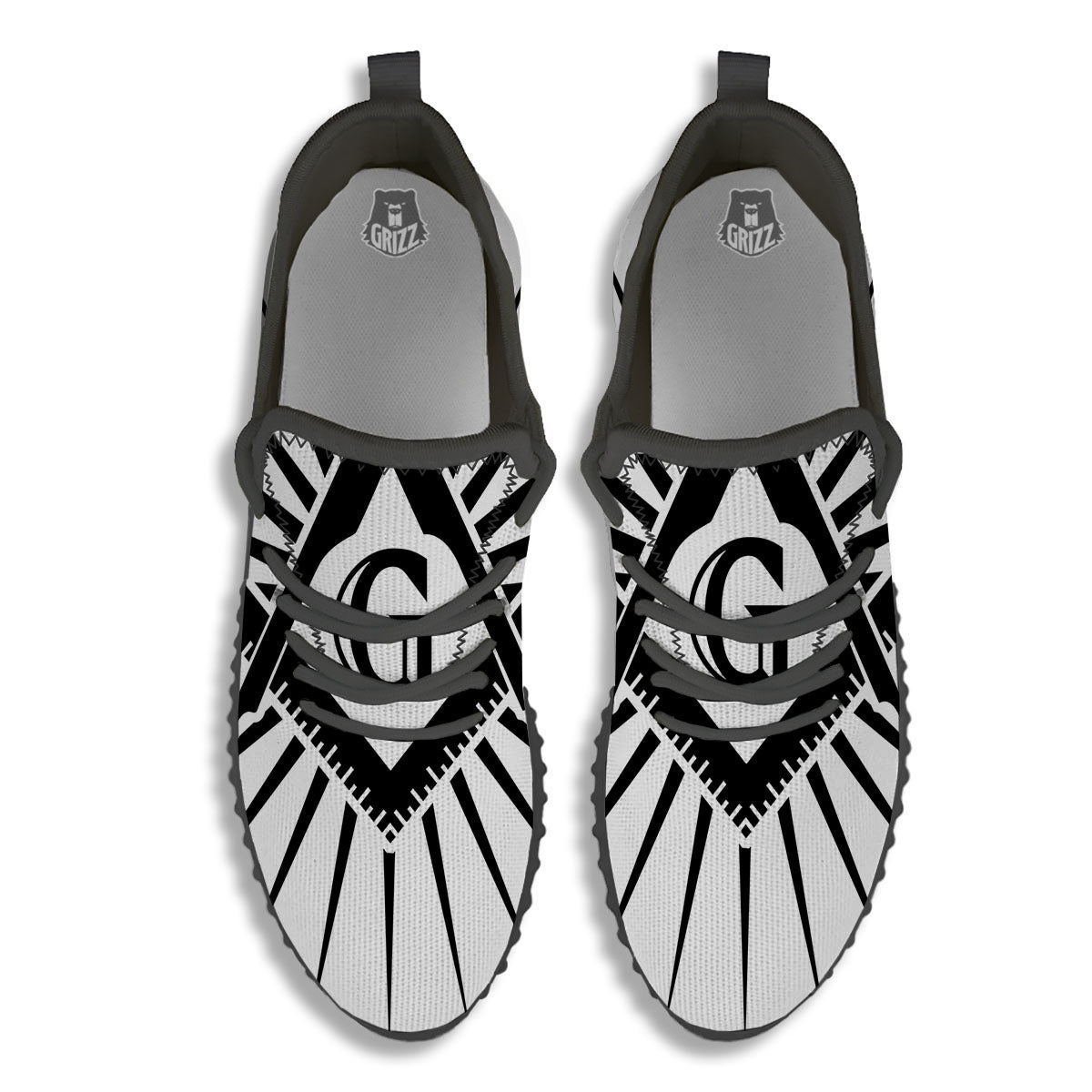 Symbol Freemasonry Print Black Walking Shoes-grizzshop