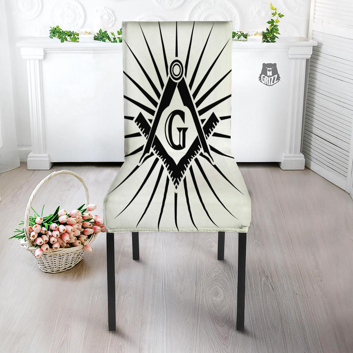 Symbol Freemasonry Print Dining Chair Slipcover-grizzshop
