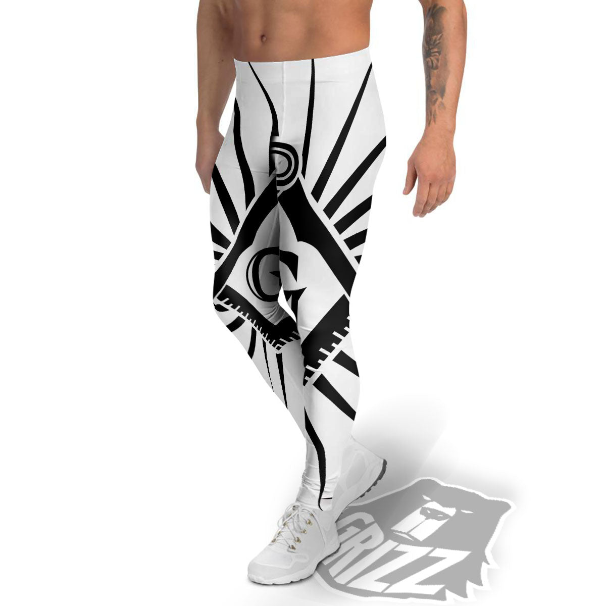Symbol Freemasonry Print Men's Leggings-grizzshop