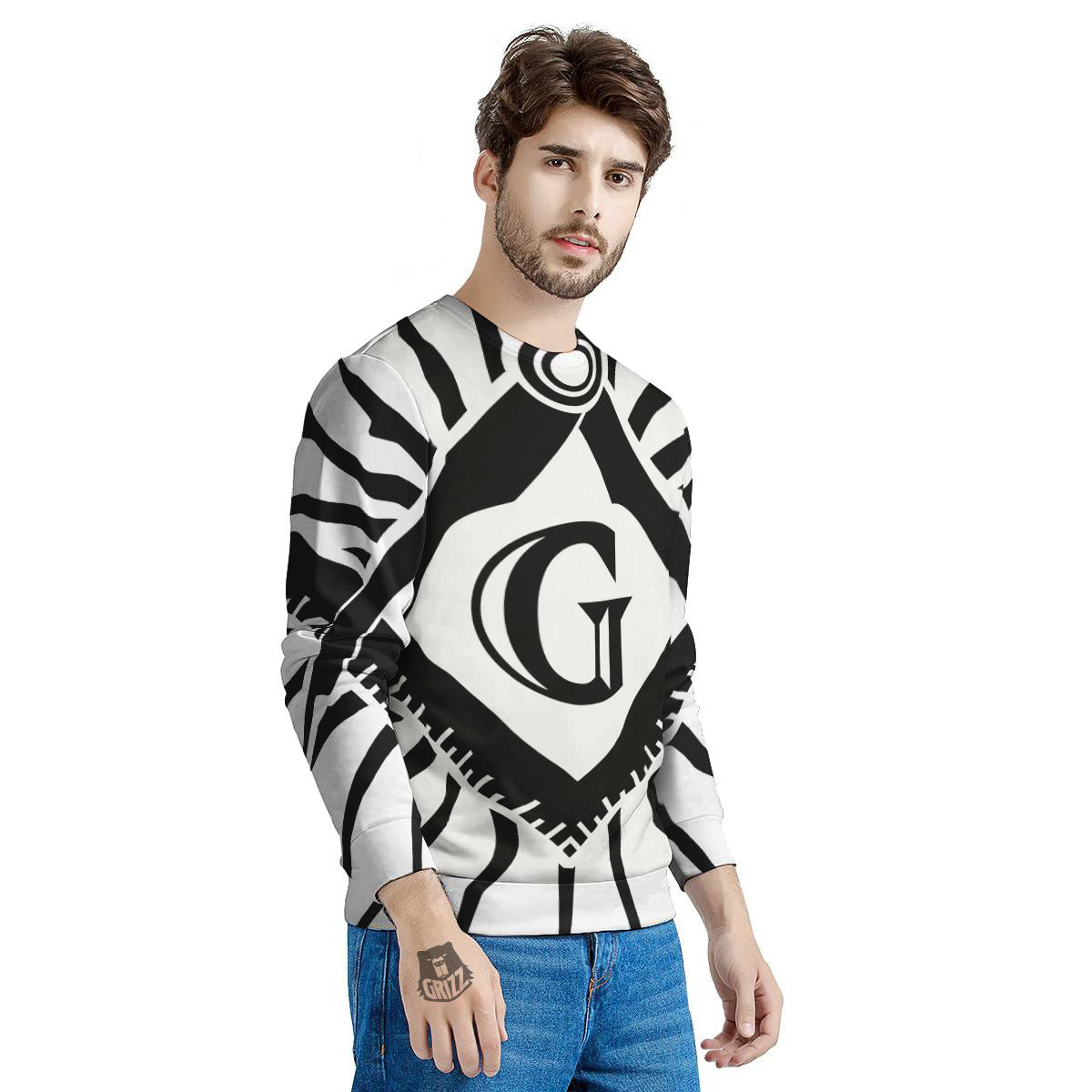 Symbol Freemasonry Print Men's Sweatshirt-grizzshop