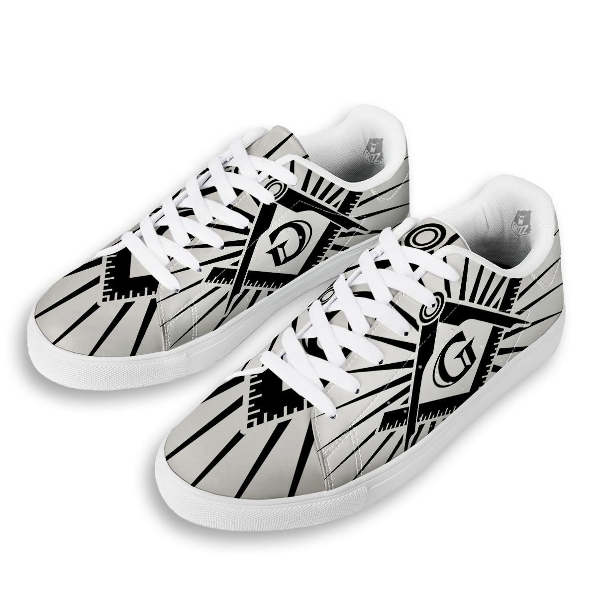 Symbol Freemasonry Print White Low Top Sneakers-grizzshop