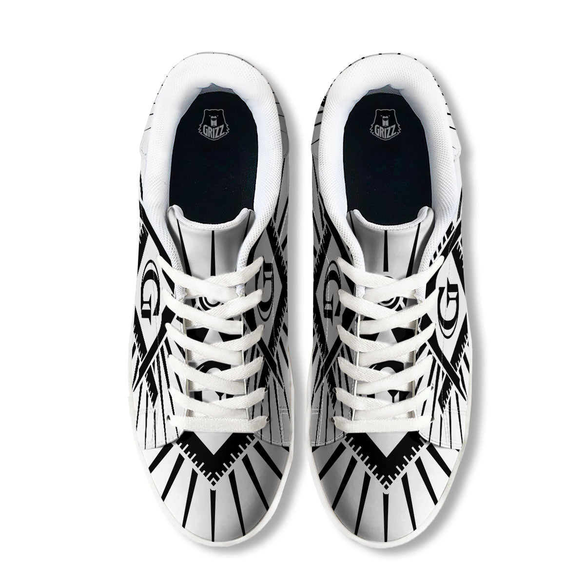 Symbol Freemasonry Print White Low Top Sneakers-grizzshop