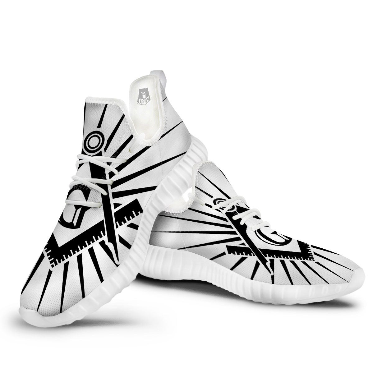 Symbol Freemasonry Print White Walking Shoes-grizzshop