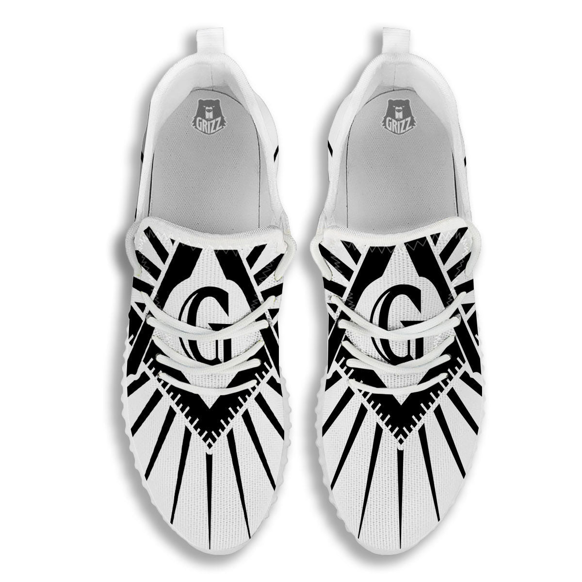 Symbol Freemasonry Print White Walking Shoes-grizzshop