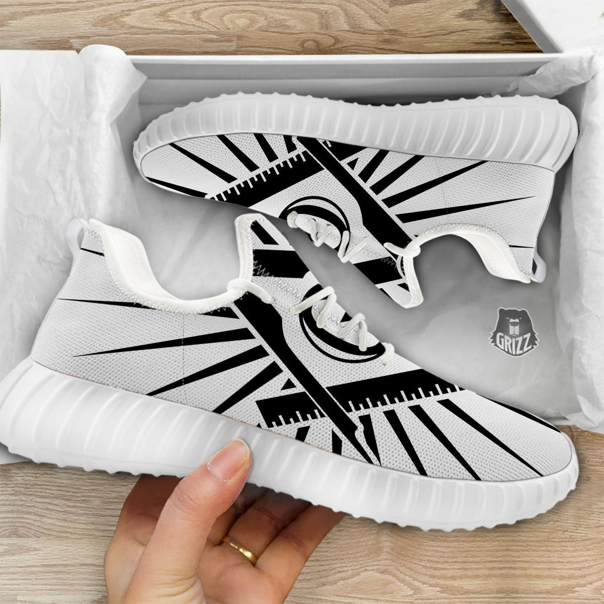 Symbol Freemasonry Print White Walking Shoes-grizzshop