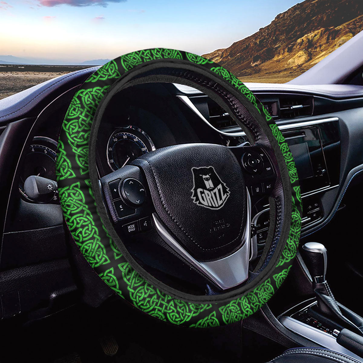Symbol Irish Celtic Print Pattern Car Steering Wheel Cover-grizzshop