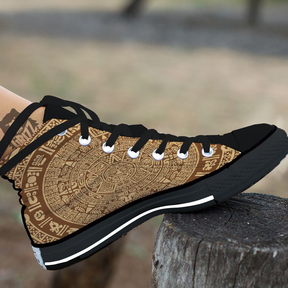 Symbol Mayan Print High Top Shoes-grizzshop