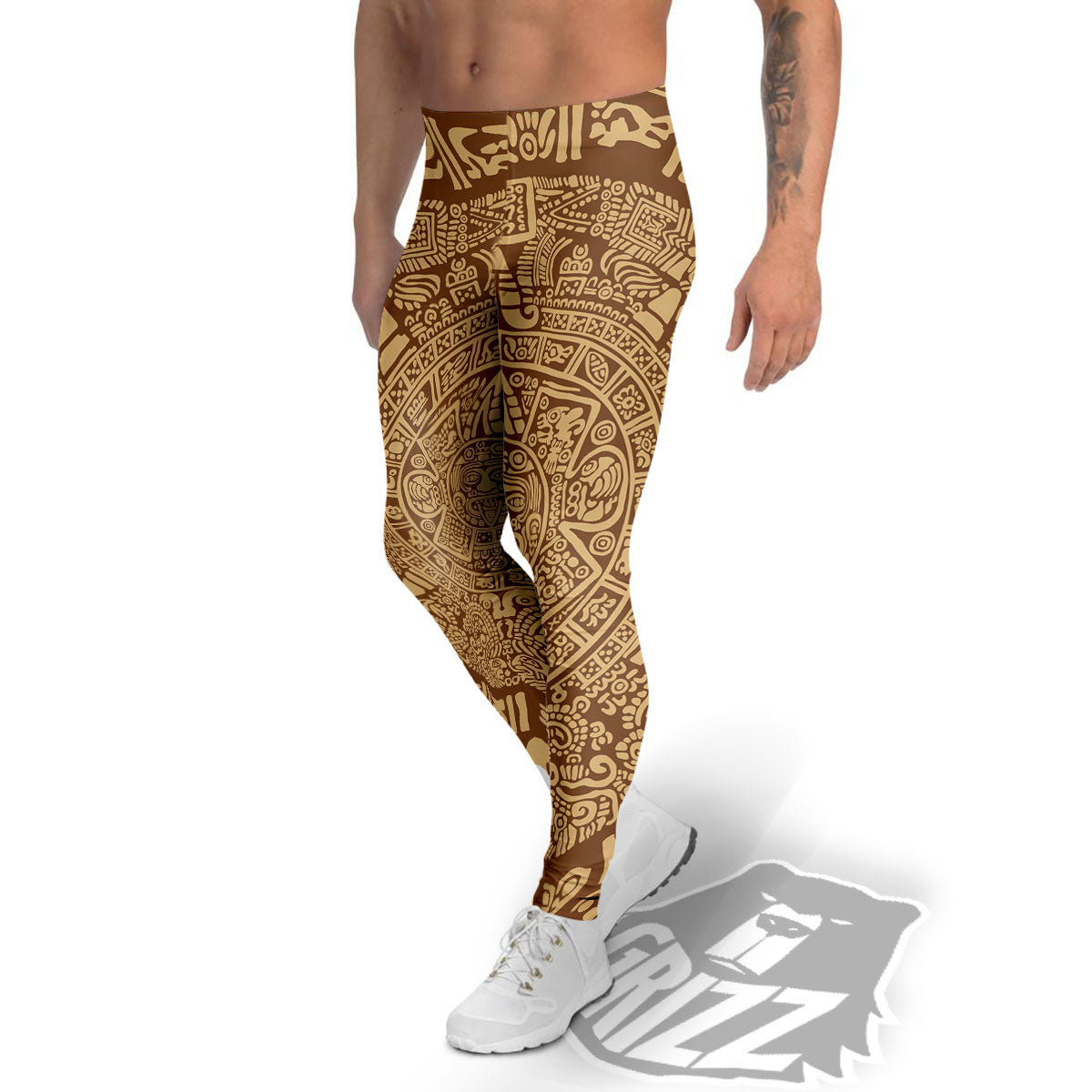 Symbol Mayan Print Men's Leggings-grizzshop