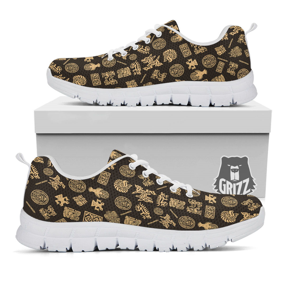Symbol Mayan Print Pattern White Sneaker-grizzshop