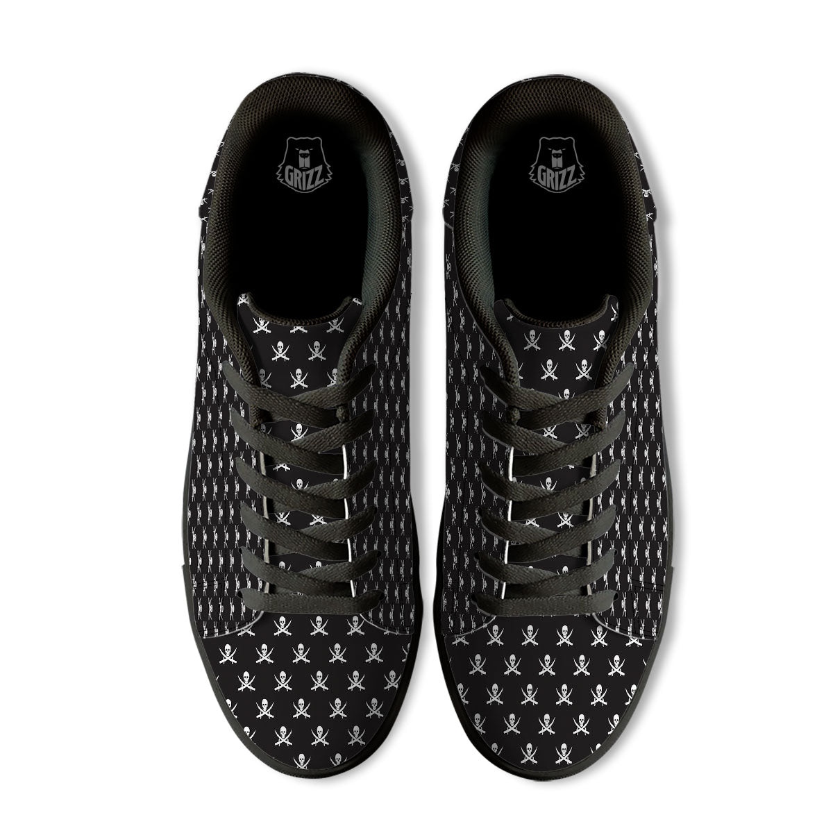Symbol Pirate Skull Print Pattern Black Low Top Sneakers-grizzshop