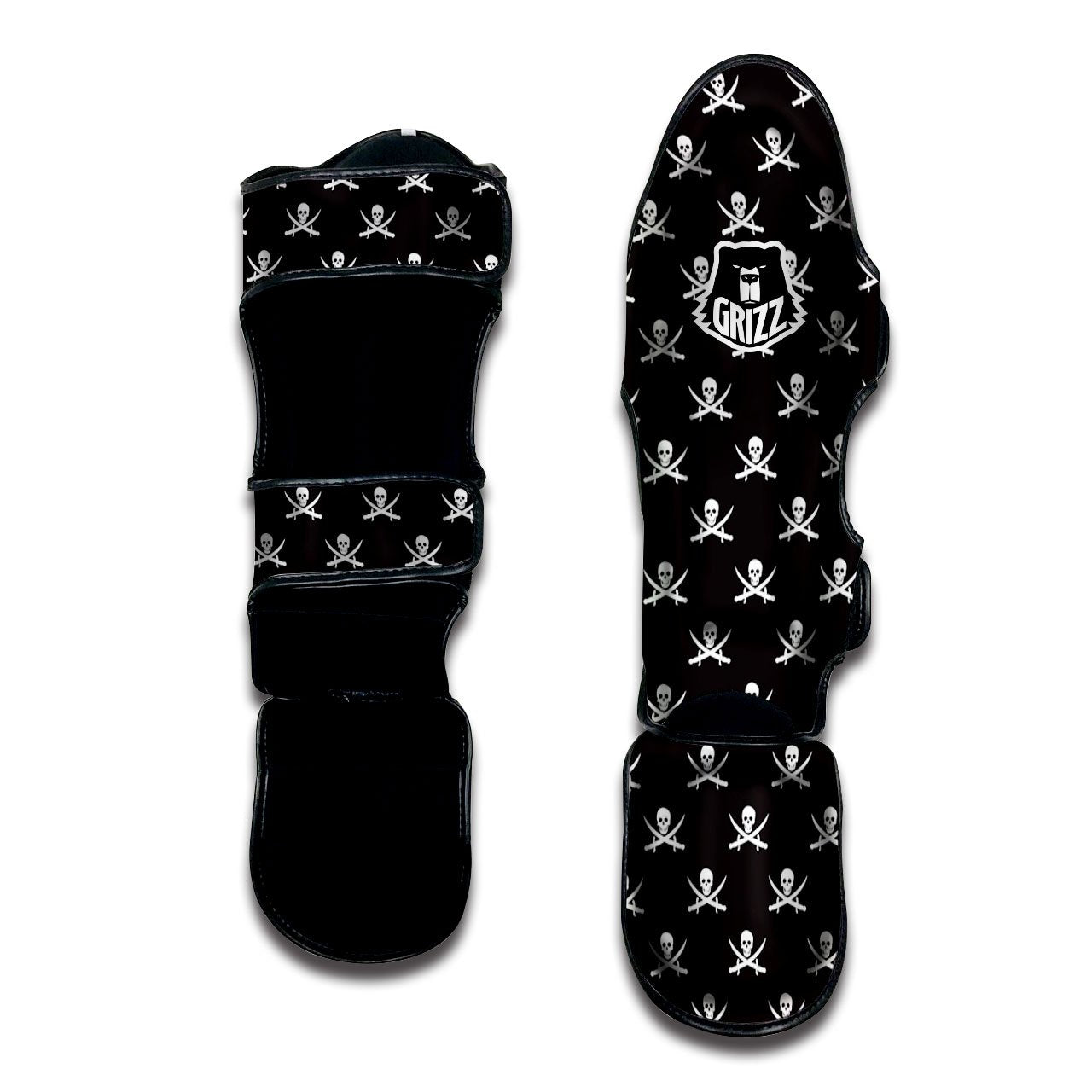 Symbol Pirate Skull Print Pattern Muay Thai Shin Guards-grizzshop