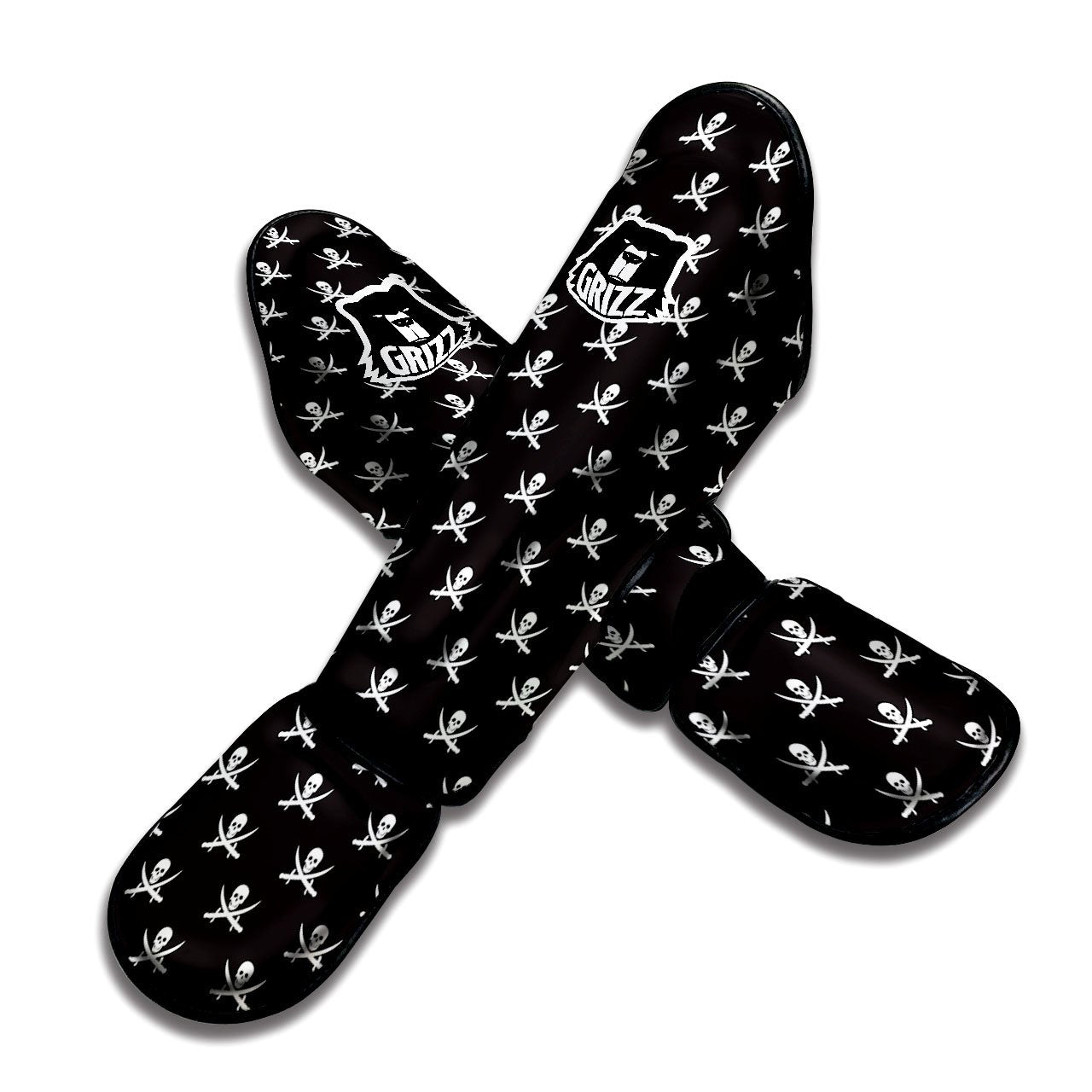 Symbol Pirate Skull Print Pattern Muay Thai Shin Guards-grizzshop