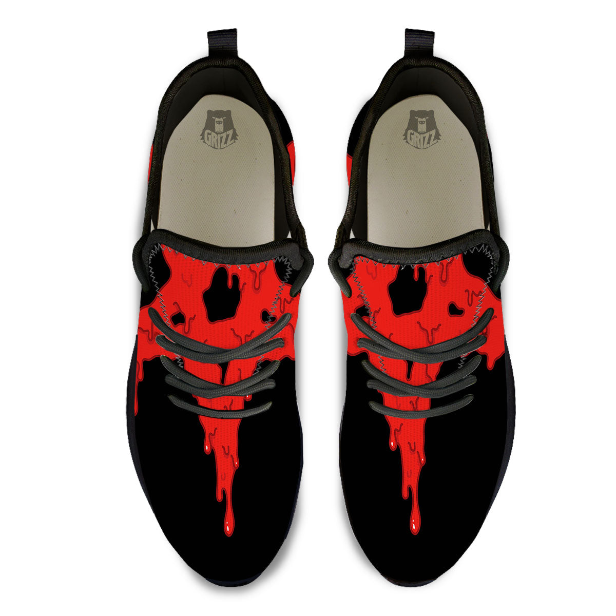 Symbol Red Pentagram Print Black Athletic Shoes-grizzshop