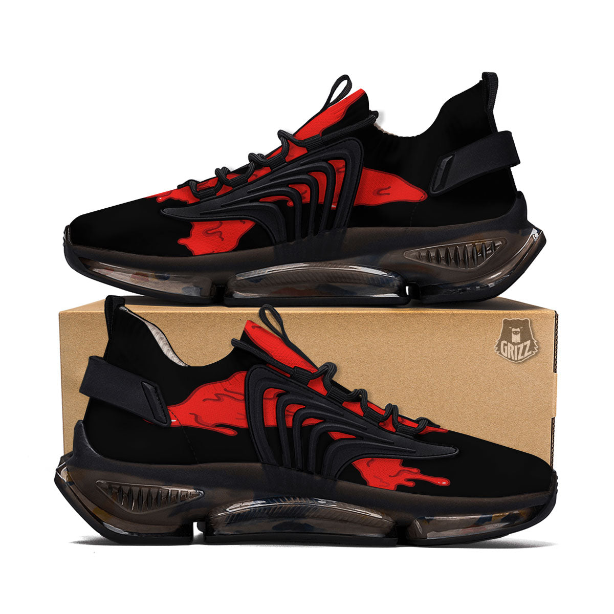 Symbol Red Pentagram Print Black Gym Shoes-grizzshop