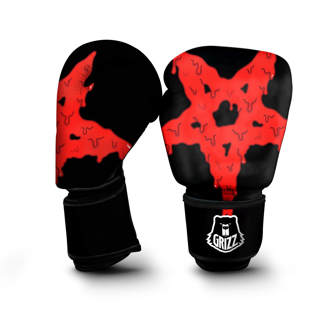 Symbol Red Pentagram Print Boxing Gloves-grizzshop
