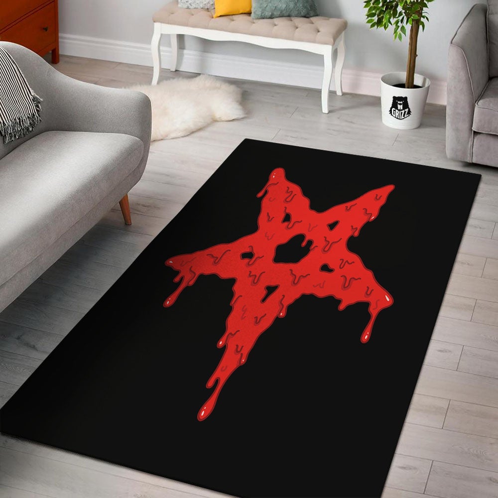 Symbol Red Pentagram Print Floor Mat-grizzshop