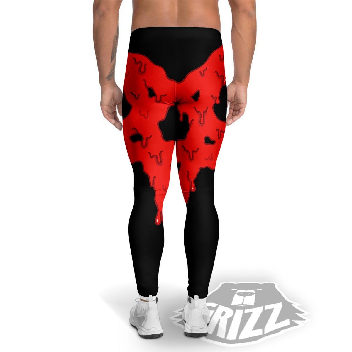 Symbol Red Pentagram Print Men's Leggings-grizzshop