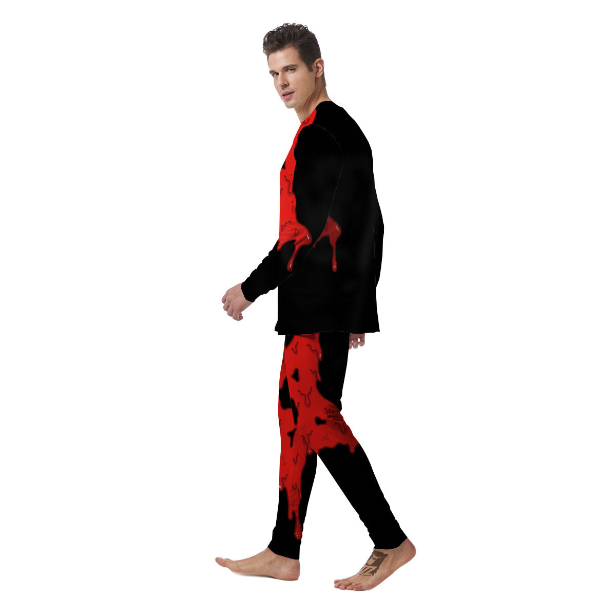 Symbol Red Pentagram Print Men's Pajamas-grizzshop