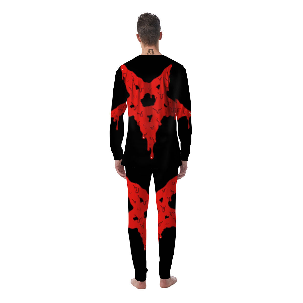 Symbol Red Pentagram Print Men's Pajamas-grizzshop