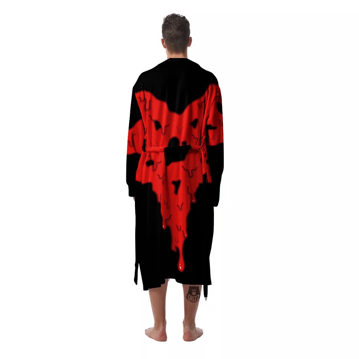 Symbol Red Pentagram Print Men's Robe-grizzshop
