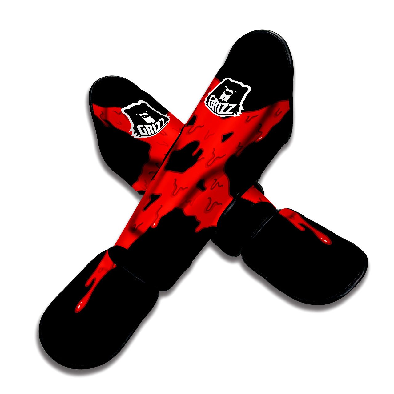 Symbol Red Pentagram Print Muay Thai Shin Guards-grizzshop