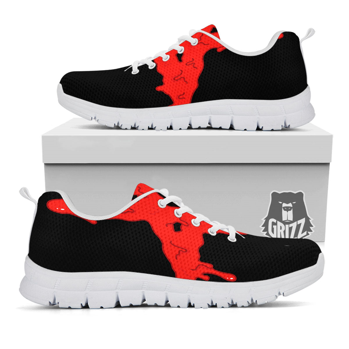 Symbol Red Pentagram Print White Sneaker-grizzshop