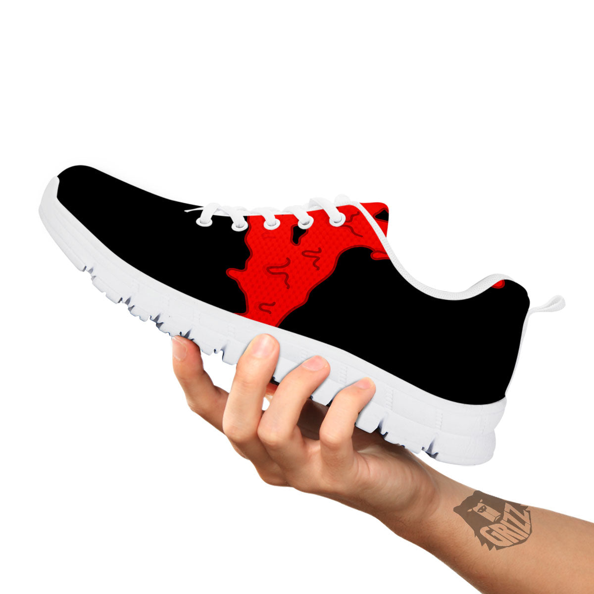 Symbol Red Pentagram Print White Sneaker-grizzshop