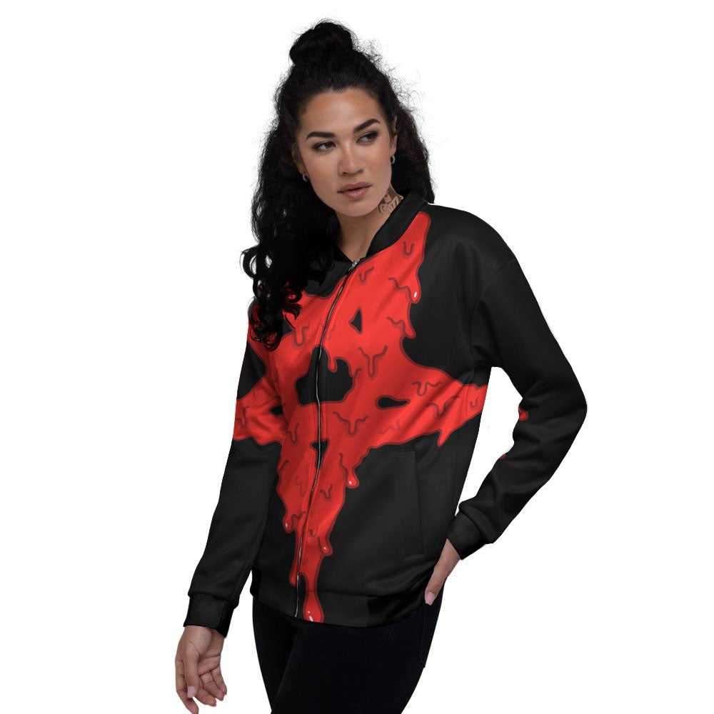 Symbol Red Pentagram Print Women's Bomber Jacket-grizzshop
