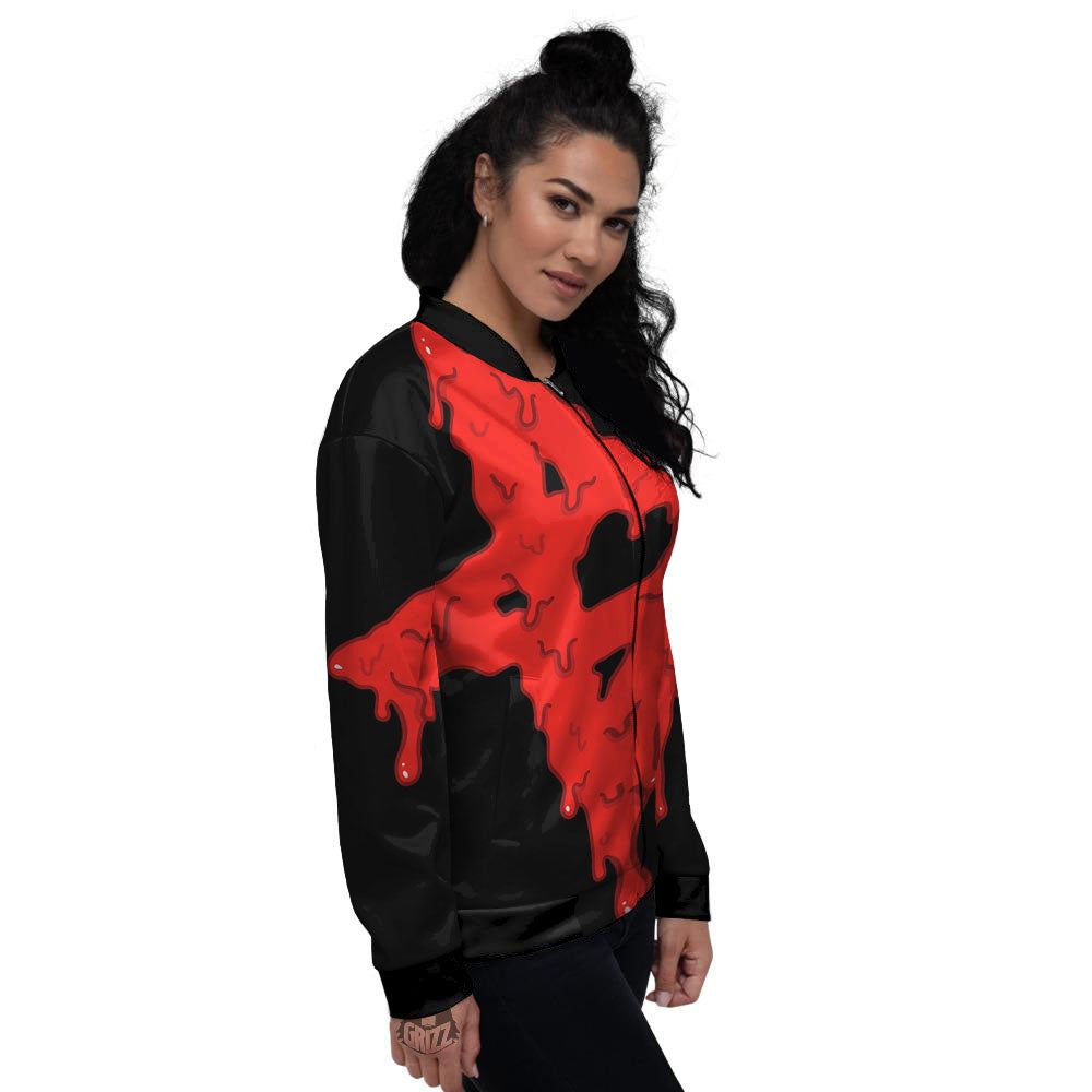 Symbol Red Pentagram Print Women's Bomber Jacket-grizzshop