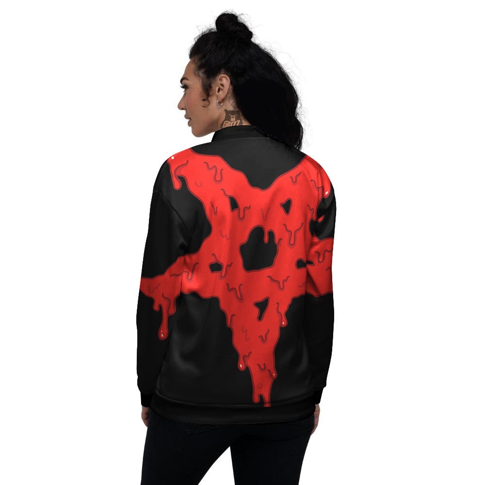 Symbol Red Pentagram Print Women's Bomber Jacket-grizzshop
