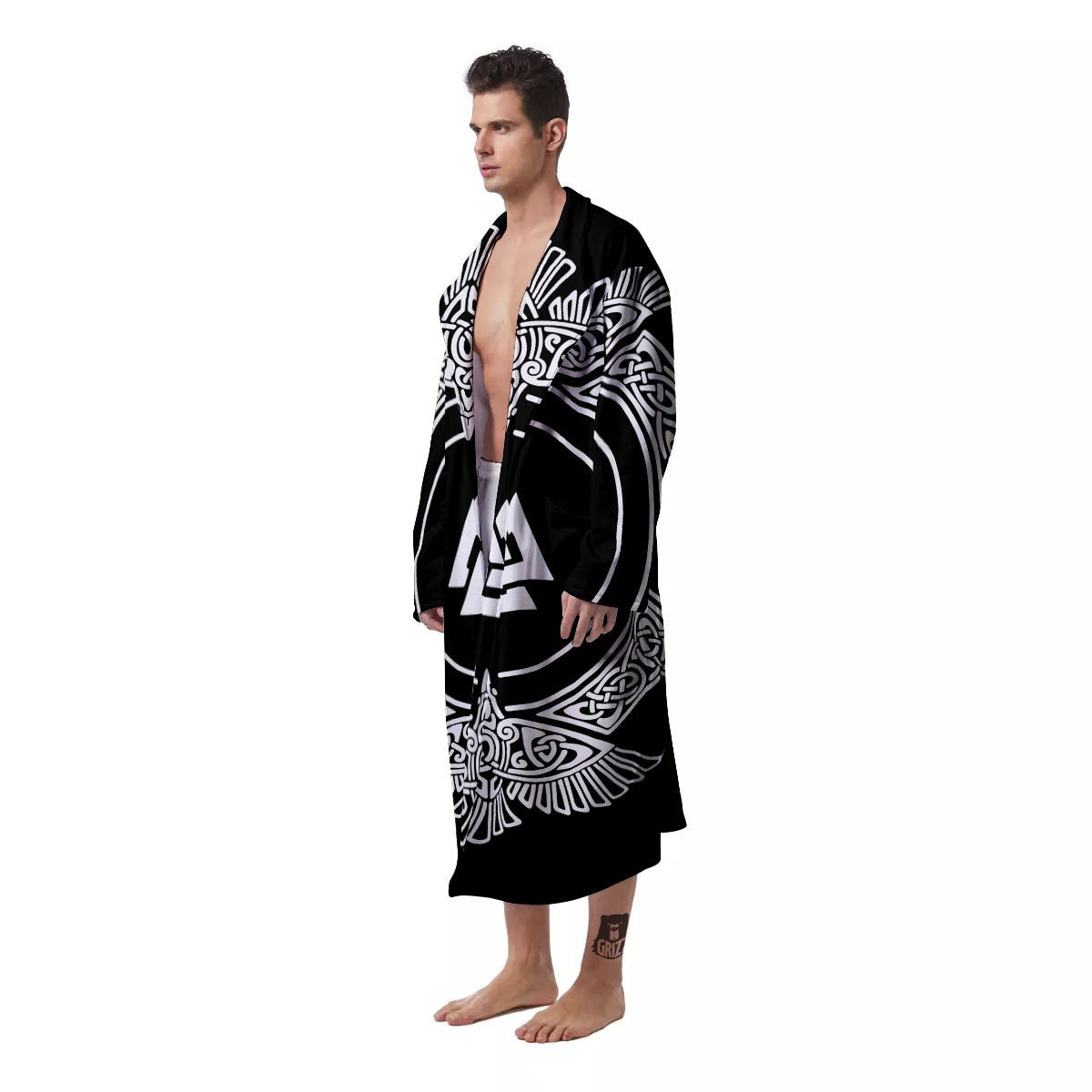 Symbol Viking Valknut Print Men's Robe-grizzshop