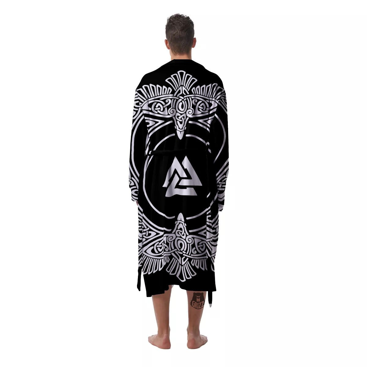Symbol Viking Valknut Print Men's Robe-grizzshop