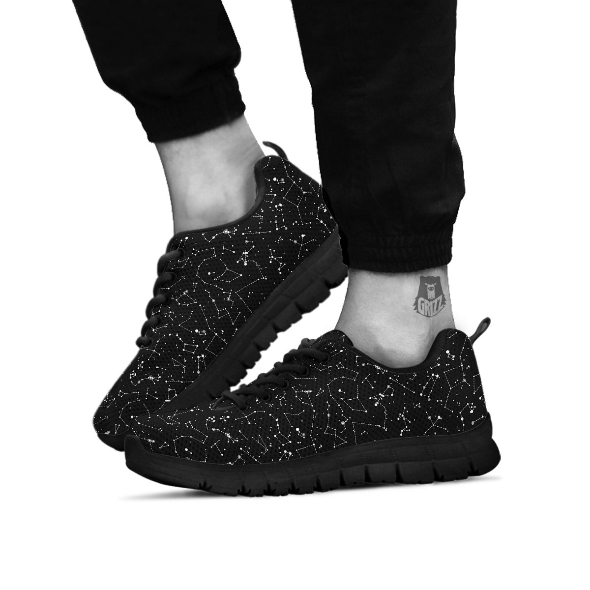Symbols Constellation Print Pattern Black Sneaker-grizzshop