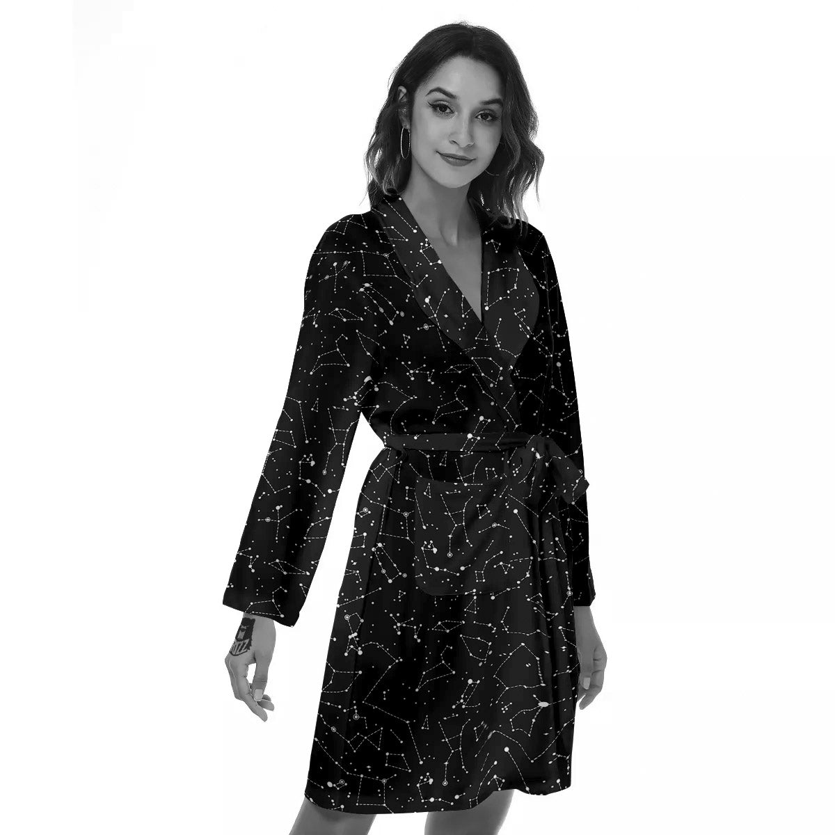 Symbols Constellation Print Pattern Women's Robe-grizzshop
