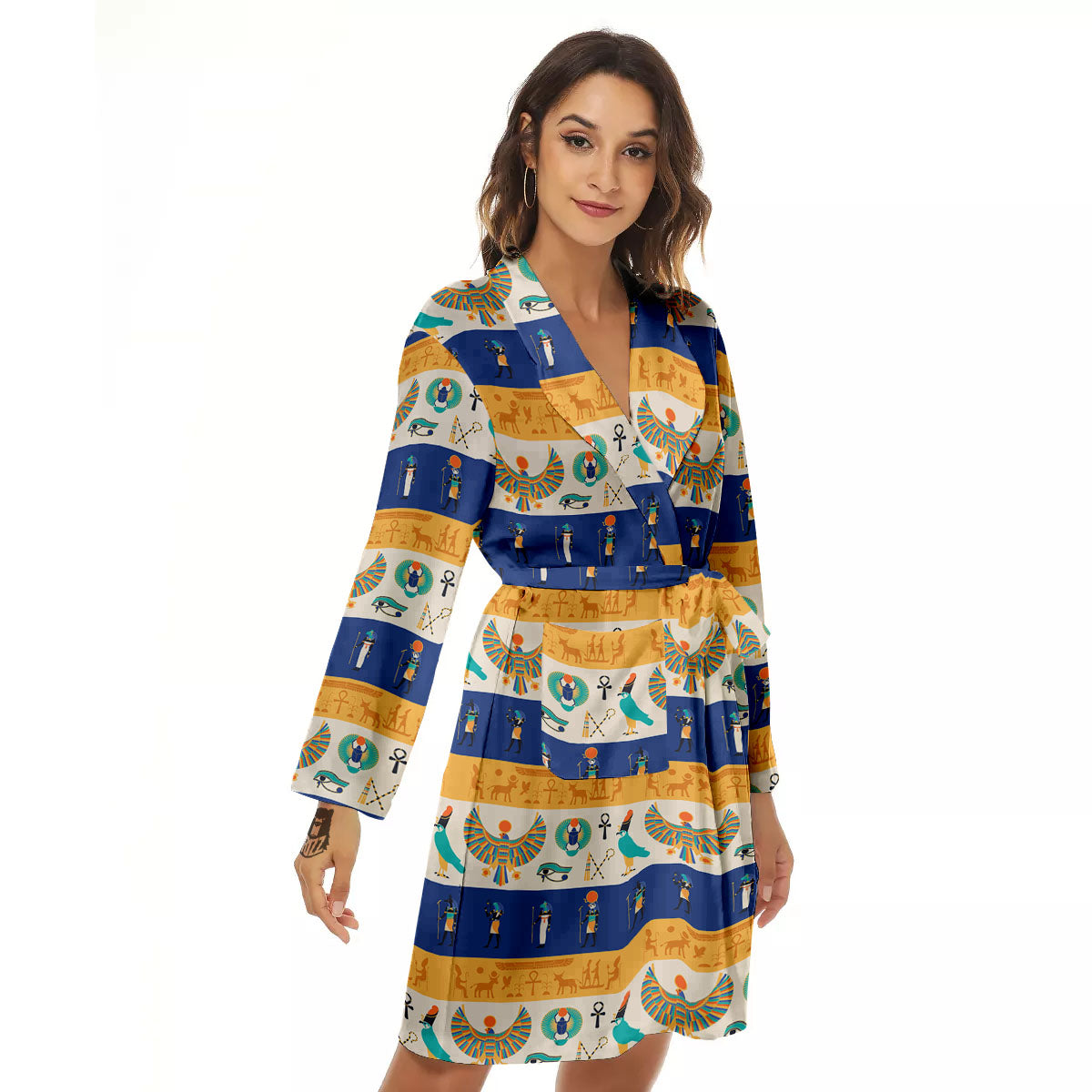Symbols Egyptian Print Pattern Women's Robe-grizzshop