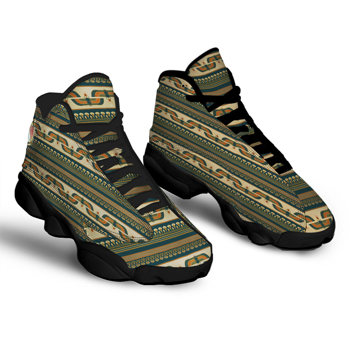 Symbols Of Ancient Egypt Print Pattern Black Basketball Shoes-grizzshop