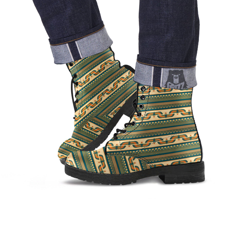 Symbols Of Ancient Egypt Print Pattern Leather Boots-grizzshop