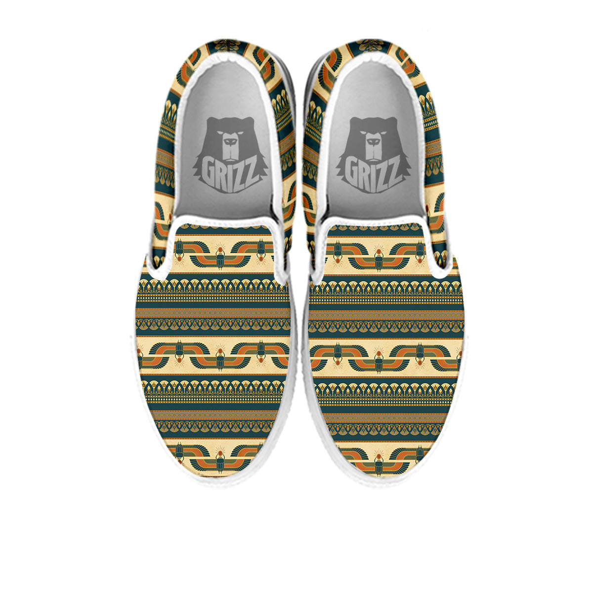 Symbols Of Ancient Egypt Print Pattern White Slip On Shoes-grizzshop