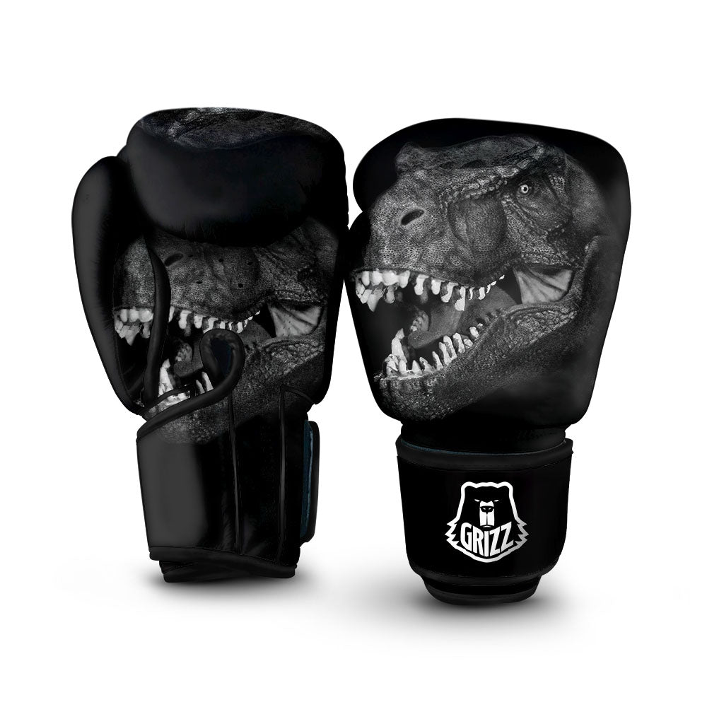 T-Rex Dinosaur White And Black Print Boxing Gloves-grizzshop