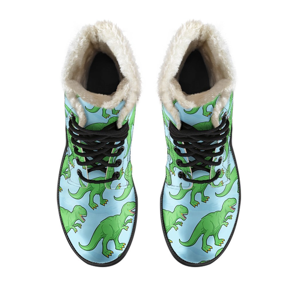 T rex Dinosaur Pattern Print Comfy Winter Boots-grizzshop