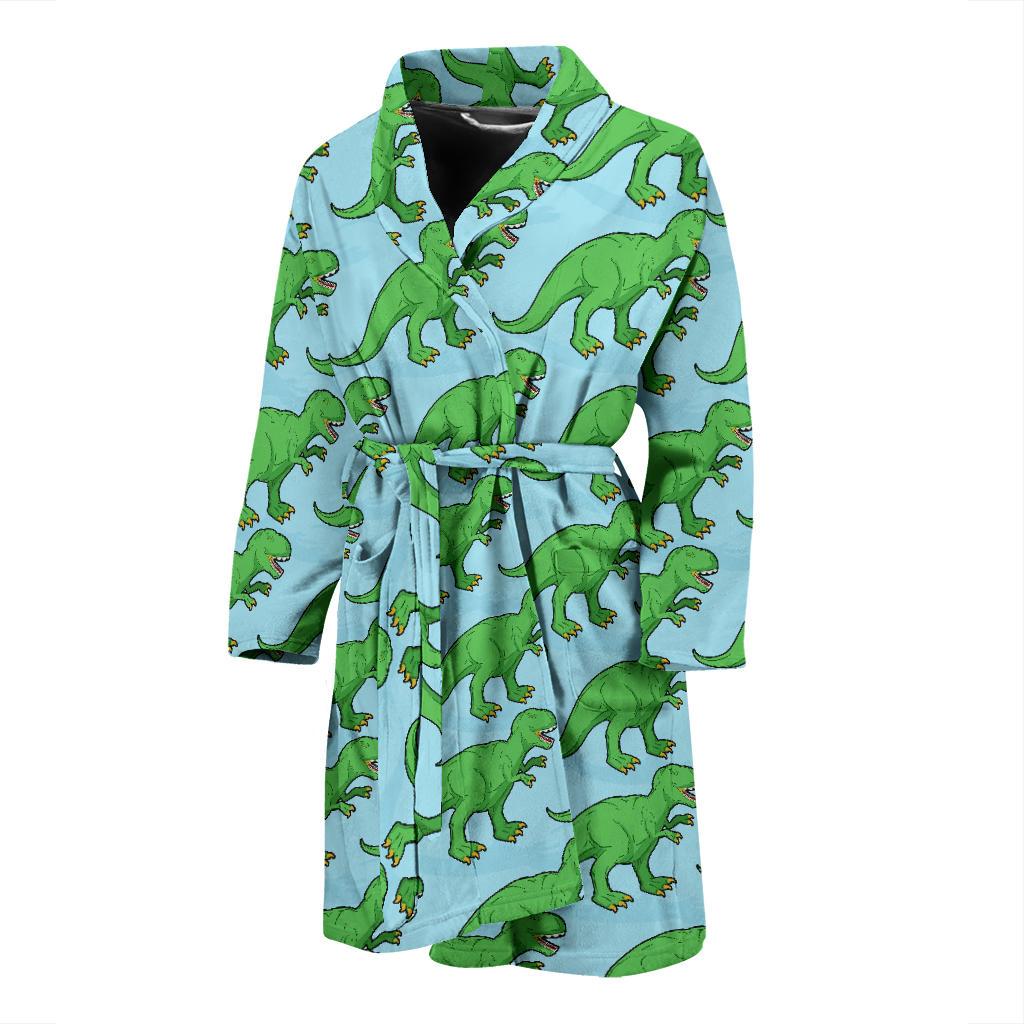 T rex Dinosaur Pattern Print Men Long Robe-grizzshop