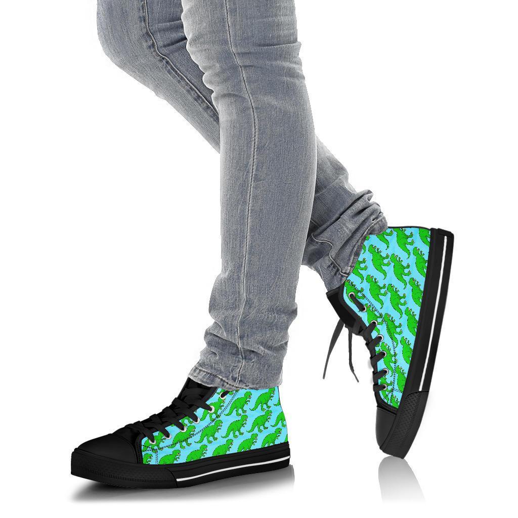 T rex Dinosaur Pattern Print Men Women's High Top Shoes-grizzshop